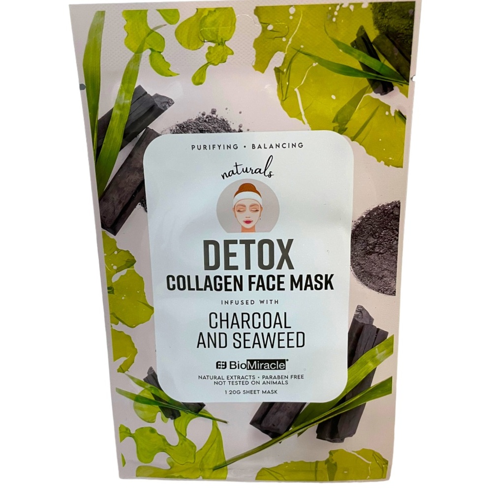 BioMiracle Naturals Detox Collagen Charcoal Infuses Face Mask NWT